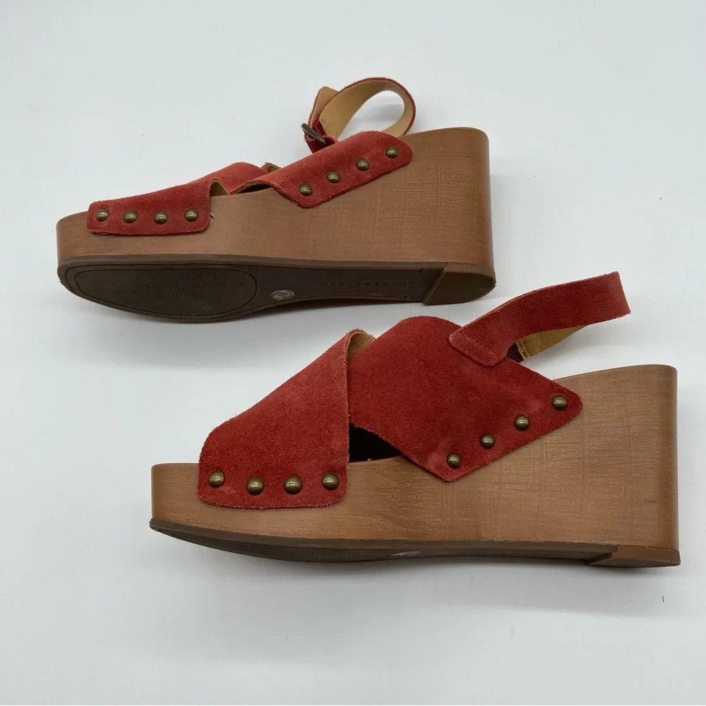 Lucky Brand Suede Wedge Currant Color Sandal Size US‎ 6.50/EU 37